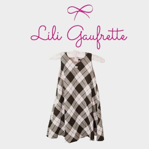 Lili Gaufrette Other - LILI GAUFRETTE France Pink & Brown Plaid Sleeveless A-Line Dress 8